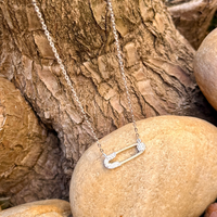 Paperclip With Rhinestones Necklace