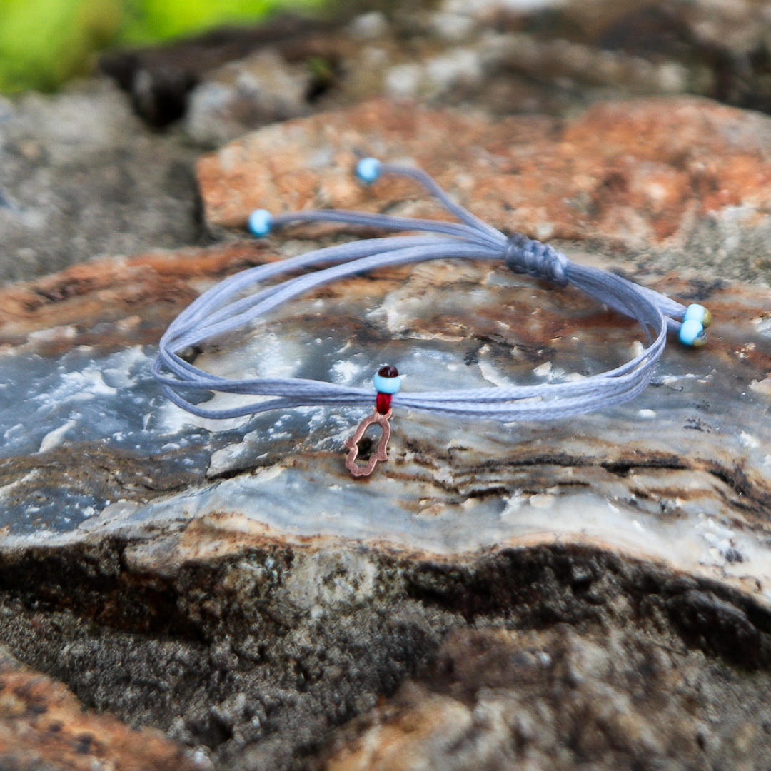 Hollow Hamsa on Grey Plain Cord