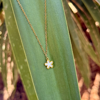 White Flower on Yellow Gold Chain
