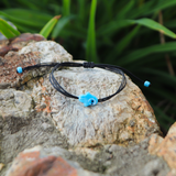 Hamsa Glass Evil Eye on Black Plain Cord
