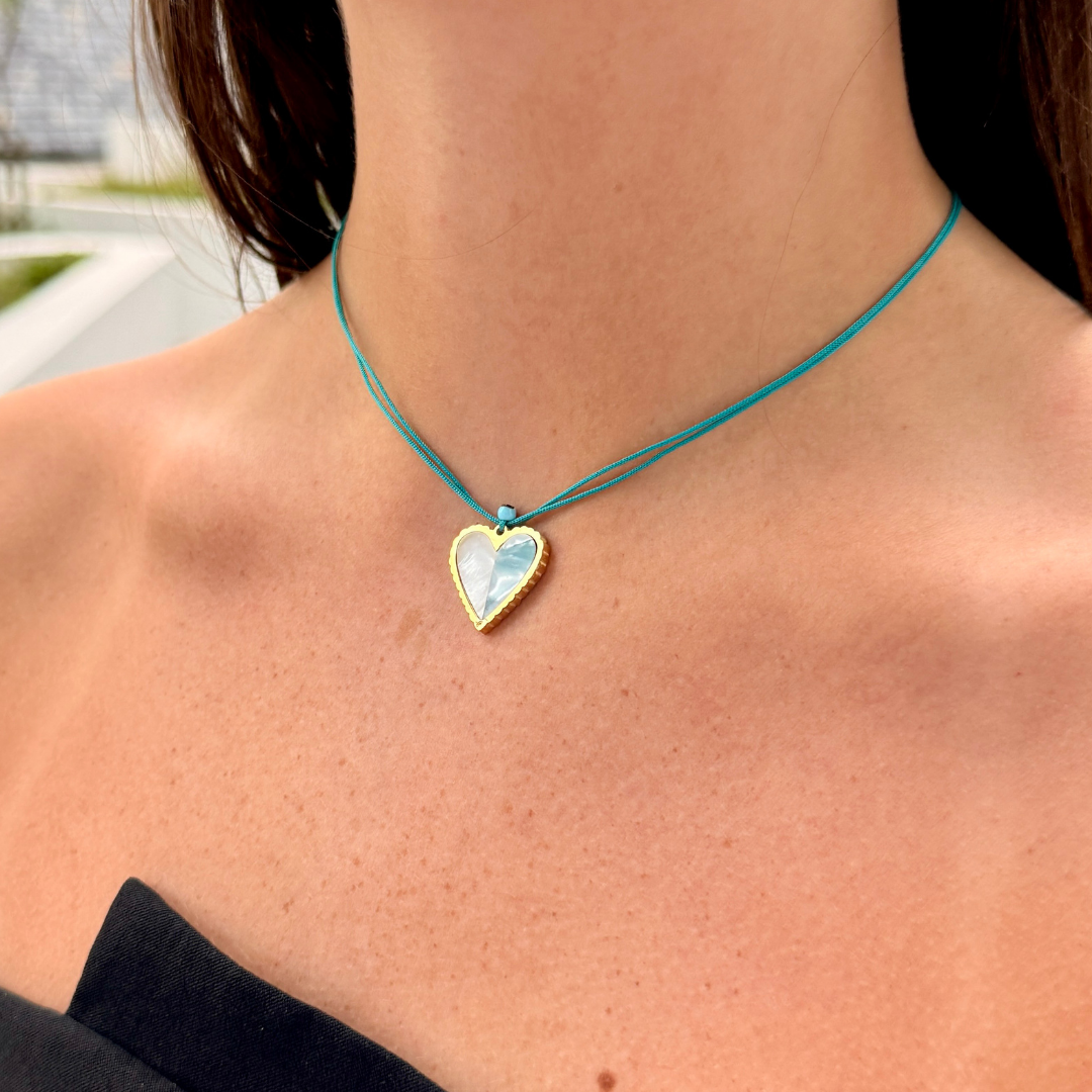 Ocean Glow Heart on Plain Cord