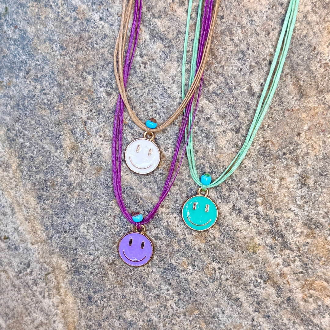 Smiley Face Charms on Plain Cord