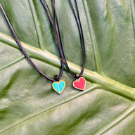 Colourful Heart on Black Plain Cord