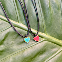 Colourful Heart on Black Plain Cord