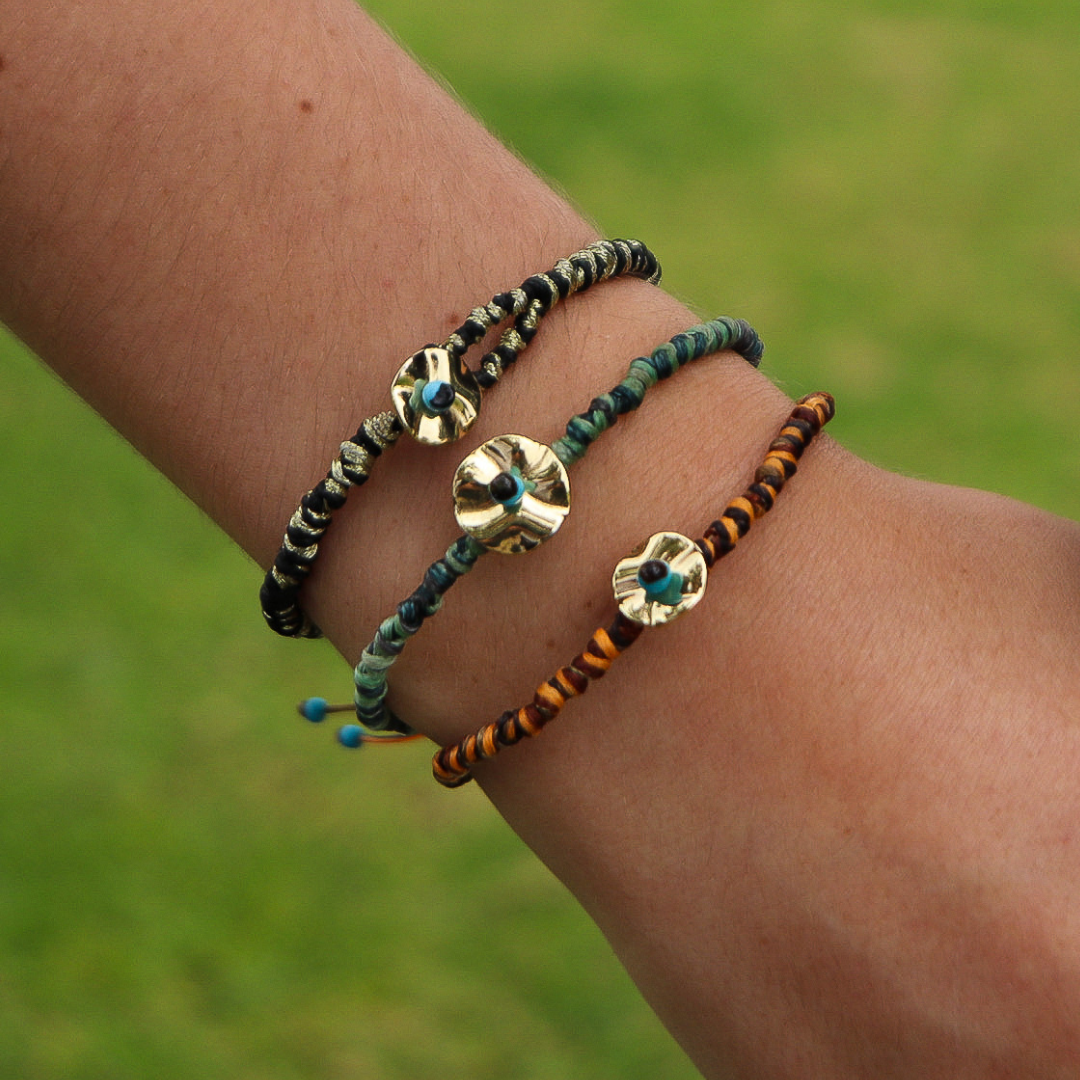 Pebbled Disc Bracelets