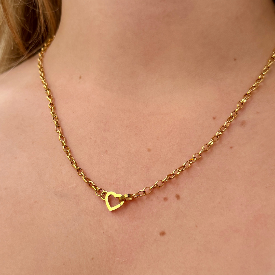 Hollow Heart on Yellow Gold Chain