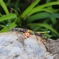 Evil Eye on Multicoloured Box Knot Cord