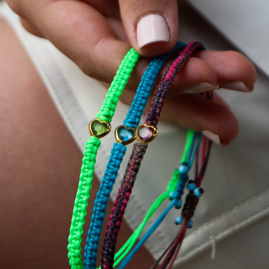 Gem Heart on Box Knot Cord