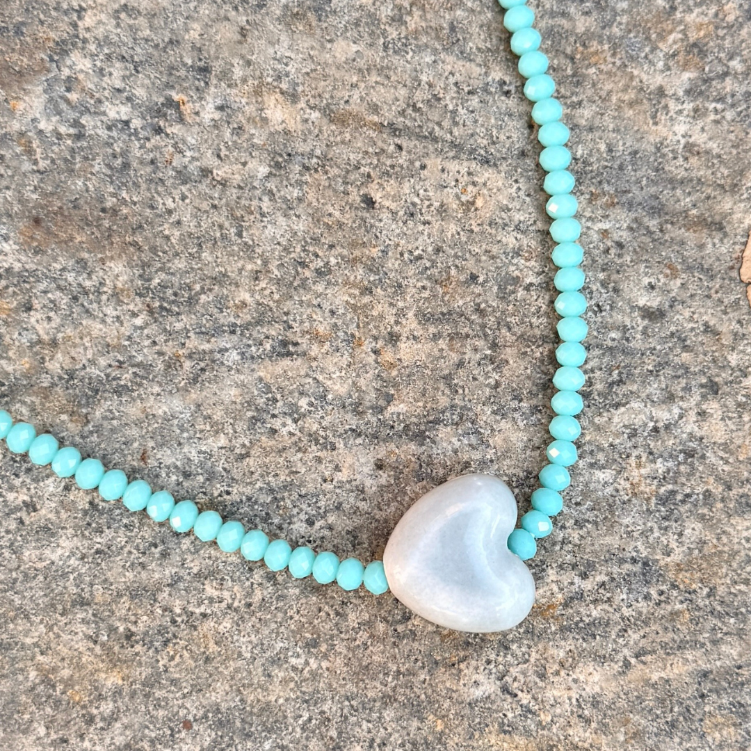 Heart on Aqua Beads