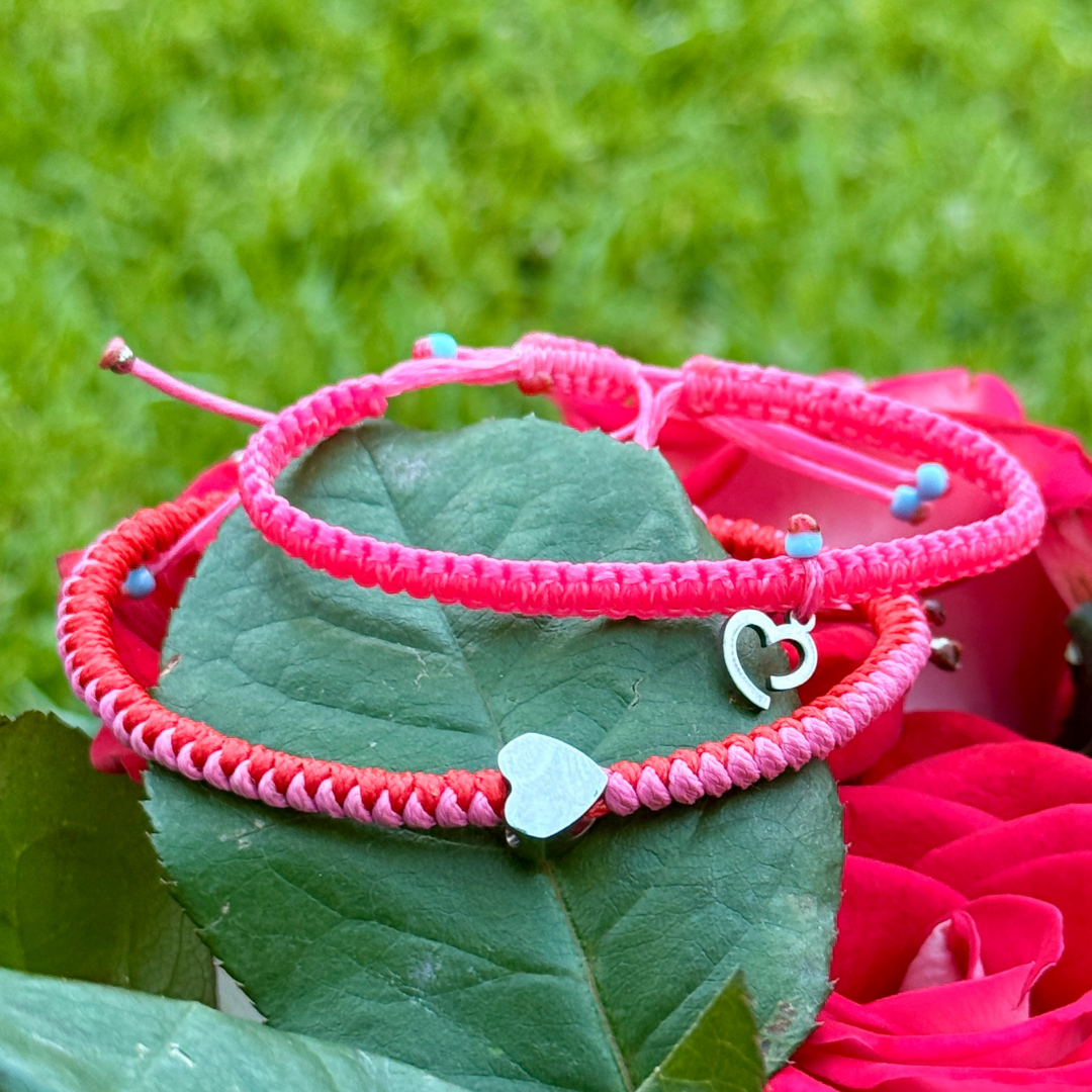 Heart Charm on Pink Cord