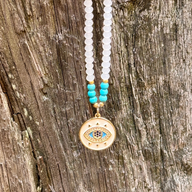 Evil Eye Pendant on Beaded Necklace