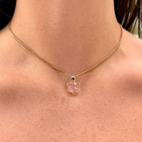 Shiny Blossom Charm on Plain Cord