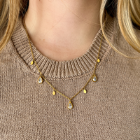 Rhinestone Charms with Tear Drops on Yellow Gold Chain