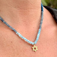 Faith Charm on Blue Ombrè Crystals