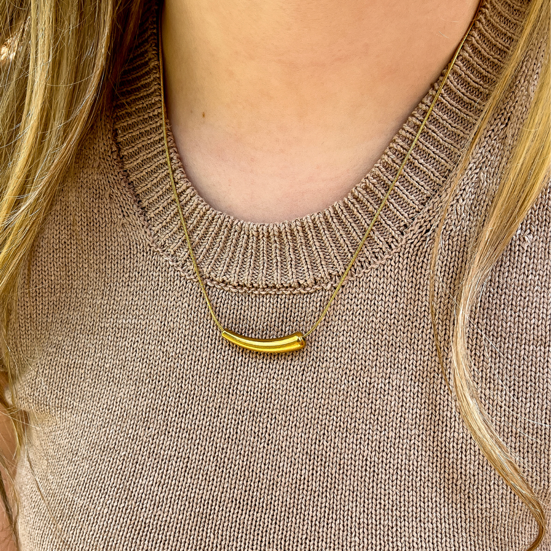 Tube on Yellow Gold Chain