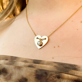 Heart with Diamanté Charm on Yellow Gold Chain