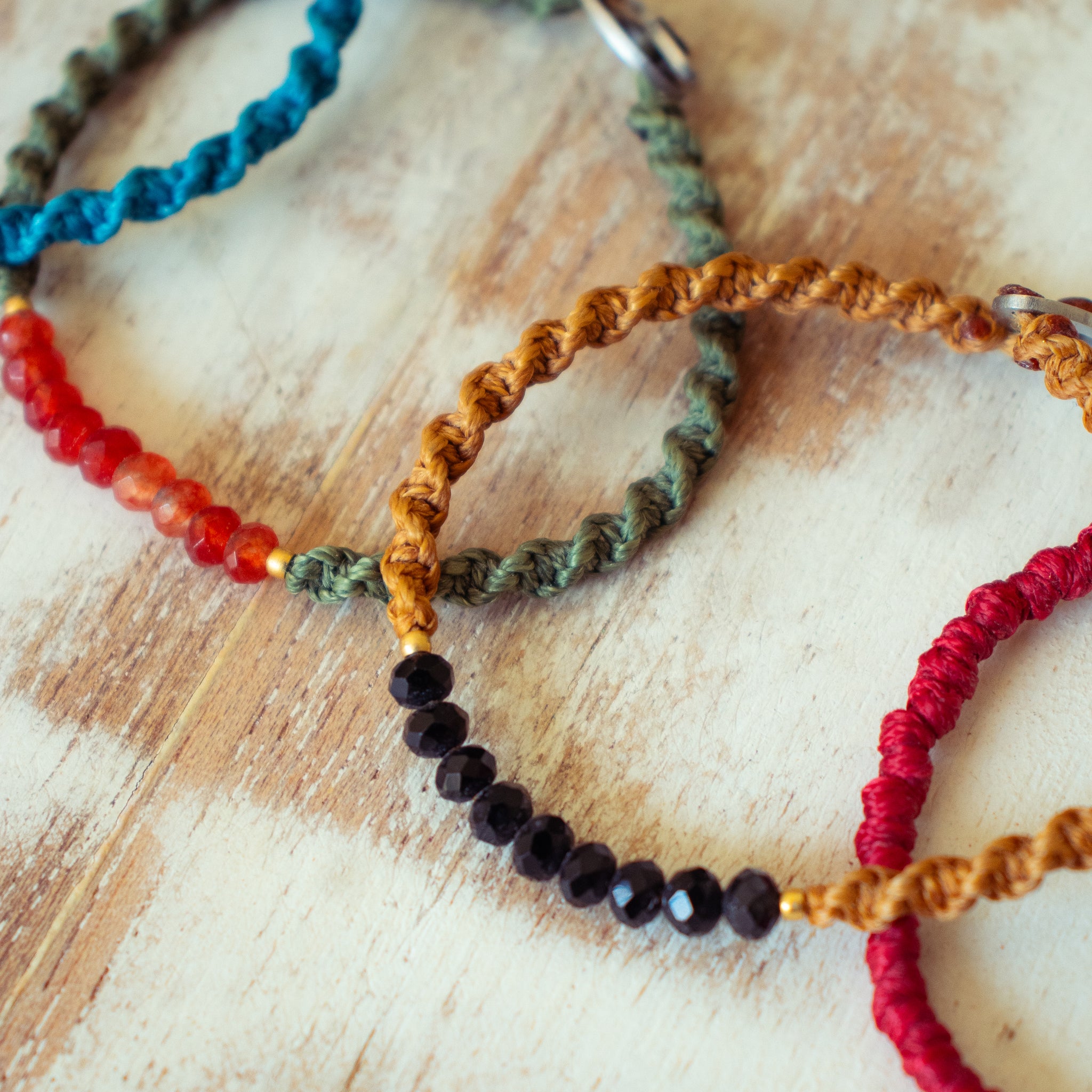 Natural Gemstones on Spiral Knot Cord