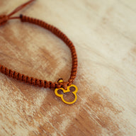 Mickey Charm on Brown Box Knot Cord