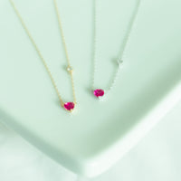 Cherry Heart Necklace with Diamanté