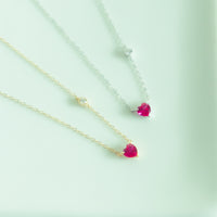 Cherry Heart Necklace with Diamanté