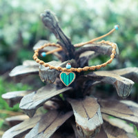 Green Enamel Heart on Intermittent Cord