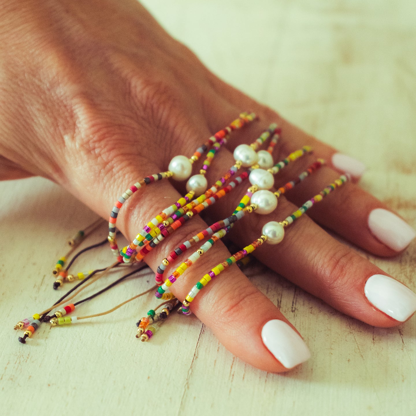 Vibrant Coloured Beads with a Pearl of Elegance