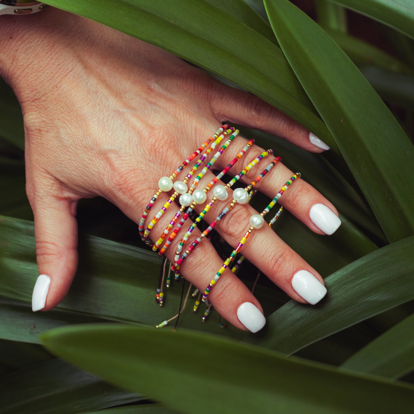 Vibrant Coloured Beads with a Pearl of Elegance