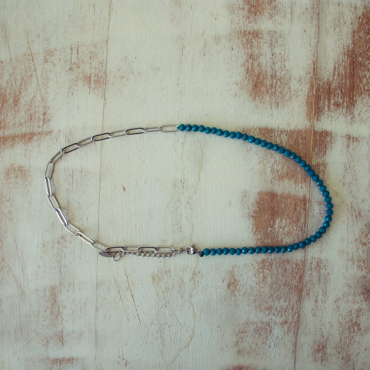 Half and Half Necklace with Crystals