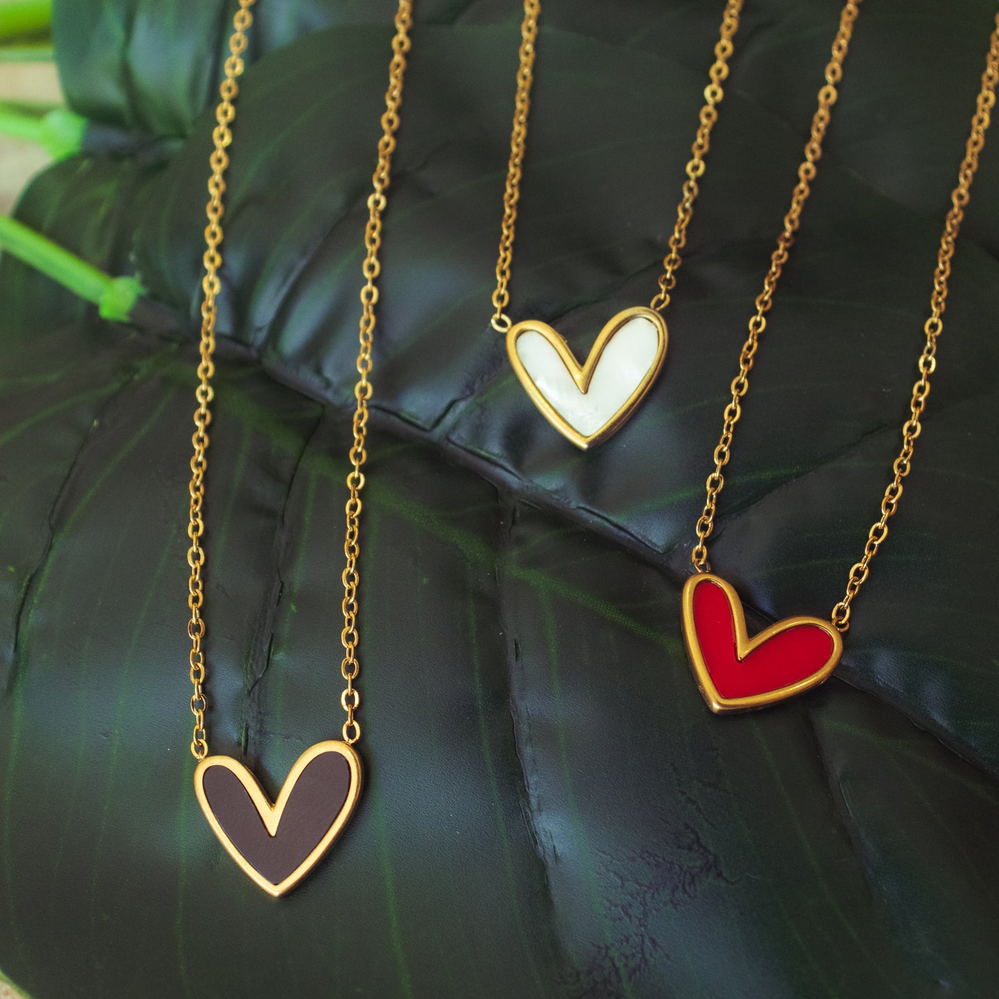 Abstract Heart on Yellow Gold Chain