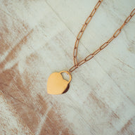 Rose Gold Locket Heart on Paperclip Chain