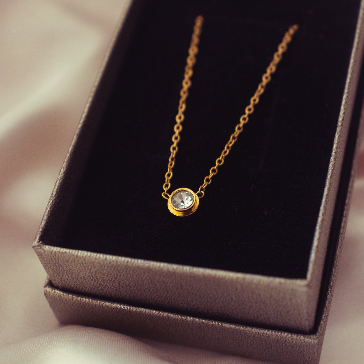 Tubed Clear Rhinestone on Gold Chain
