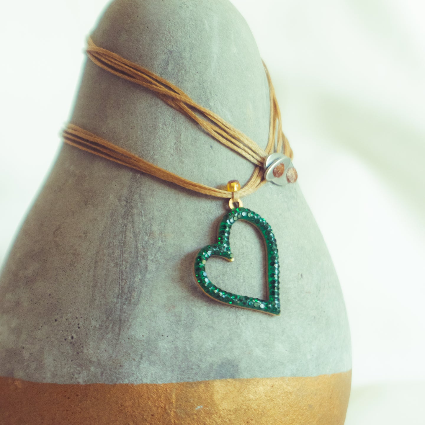 Emerald Coloured Diamanté Encrusted Heart