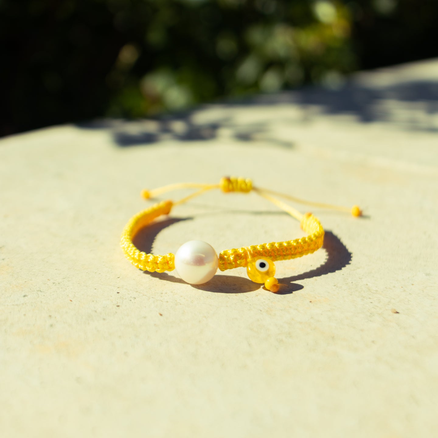 Evil Eye with Pearl on Box Knot Cord