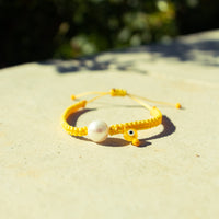 Evil Eye with Pearl on Box Knot Cord